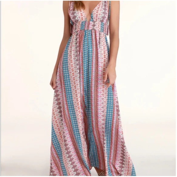 LULU'S Colorful! Indian Block Print Summer Maxi Dress. Sz Small. EUC - Picture 2 of 7